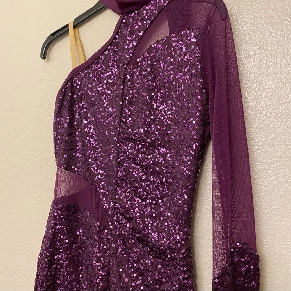 WEISSMAN Dance long 1 sleeve purple sequin Run Boy Run 10220 SA-Small adult